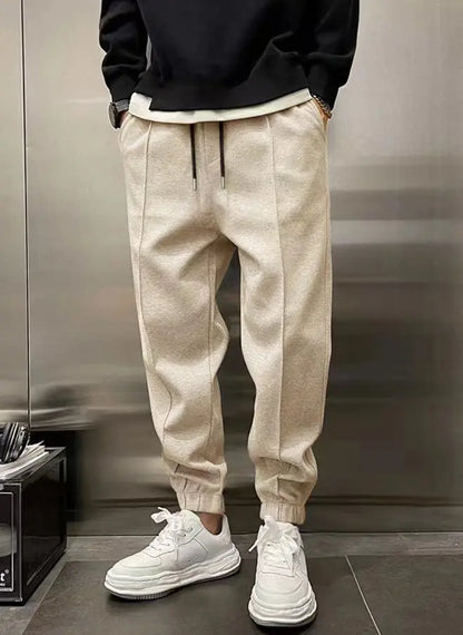 Men's Hip Hop Loose Fit Jogger Pants 2025 Thick Warm Fleece Sweatpants with Drawstring Elastic Cuffs for Casual Streetwear