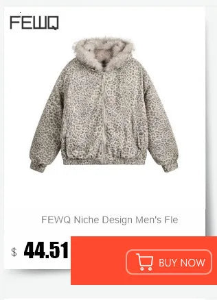 FEWQ High Street Men's PU Leather Jackets Stand Collar Shoulder Pads Dirty-dying Contrast Color Loose Male Short Coats 24K5621