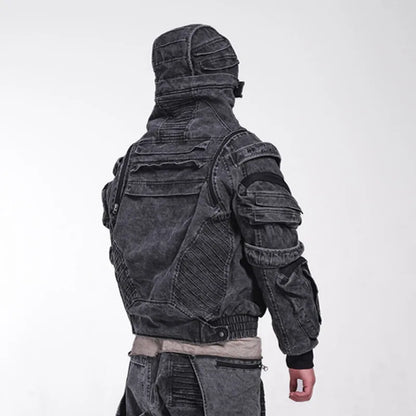 HKSH Autumn Winter Men's Tide Punk Dark Deconstruction Vintage 3D Pockets Techwear High Sense Hooded Cotton Padded Jacket HK3329