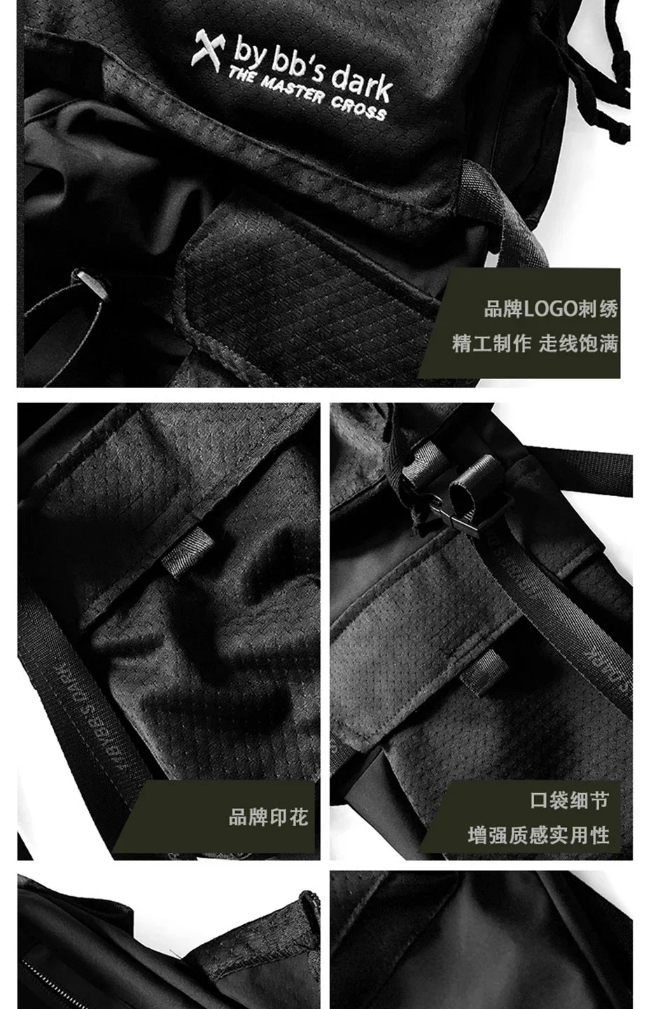 Punk Techwear Cargo Pants Big Pockets Ribbons Oversized Hip Hop Black Pants Joggers Streetwear Harajuku Loose Harem Trousers