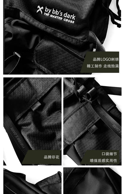 Punk Techwear Cargo Pants Big Pockets Ribbons Oversized Hip Hop Black Pants Joggers Streetwear Harajuku Loose Harem Trousers