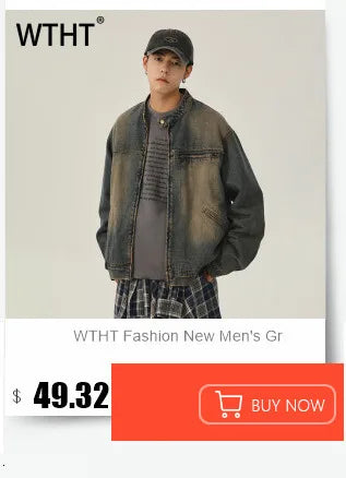 WTHT Fashion Men's Leather Spliced Metal High Street Coats Trendy American Style Zipper Lapel Jackets Male 2025 Autumn 2A2063