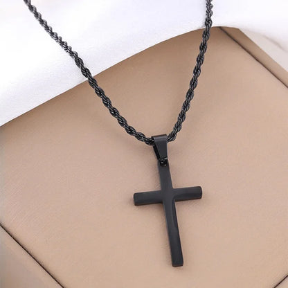 GANEMLY 316L Stainless Steel Casting Metal Cross Pendant Necklace For Men Women Punk Hip Hop Chain Collar Jewelry Waterproof