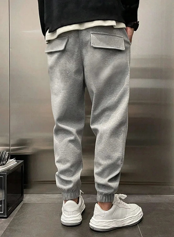 Men's Hip Hop Loose Fit Jogger Pants 2025 Thick Warm Fleece Sweatpants with Drawstring Elastic Cuffs for Casual Streetwear