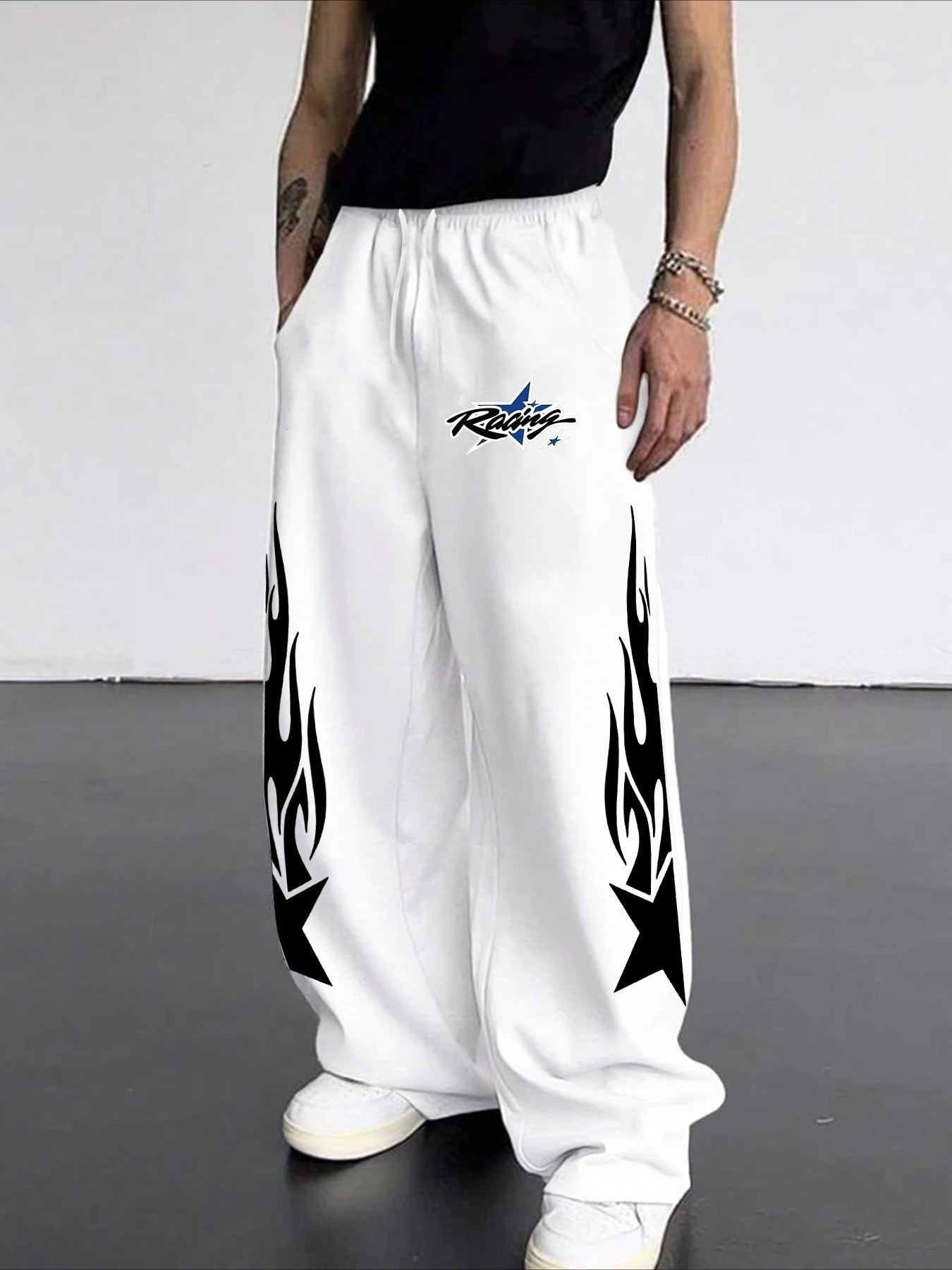 Hip-hop Trend Design Star Men's Casual Sports Jogging Pants Campus Spring New Street Casual Style Wide-leg Pants