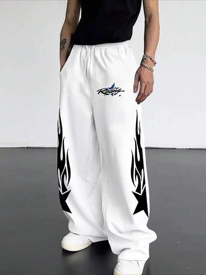 Hip-hop Trend Design Star Men's Casual Sports Jogging Pants Campus Spring New Street Casual Style Wide-leg Pants