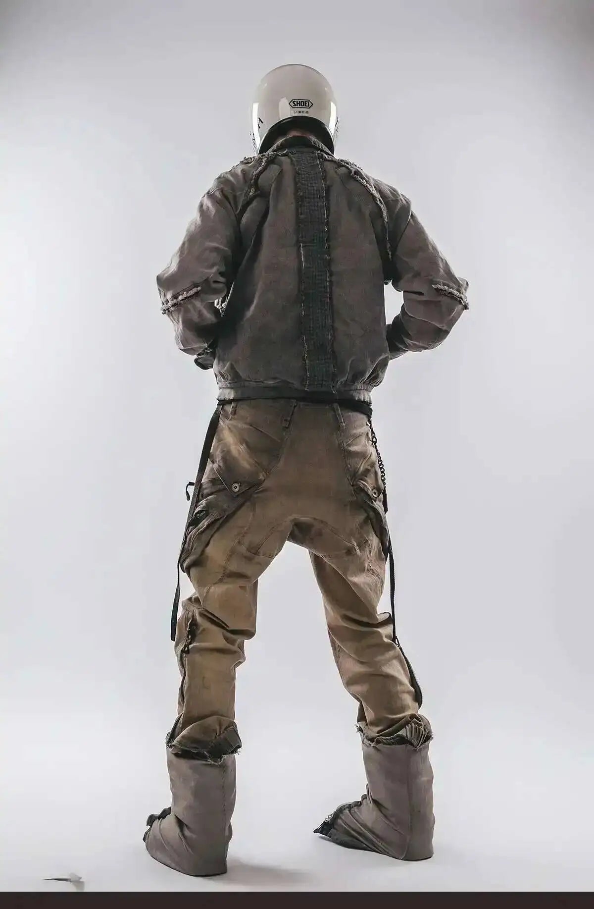 HKSH Spring Autumn New Men's Tide Punk Splice Jackets Split Burr Washed Retro Waste Land Chic Coat Dark Cotton Streetwear HK2418