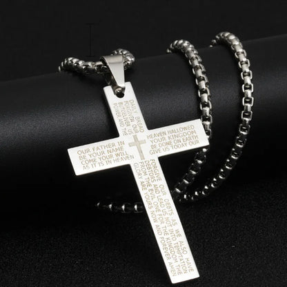 GANEMLY 316L Stainless Steel Casting Metal Cross Pendant Necklace For Men Women Punk Hip Hop Chain Collar Jewelry Waterproof