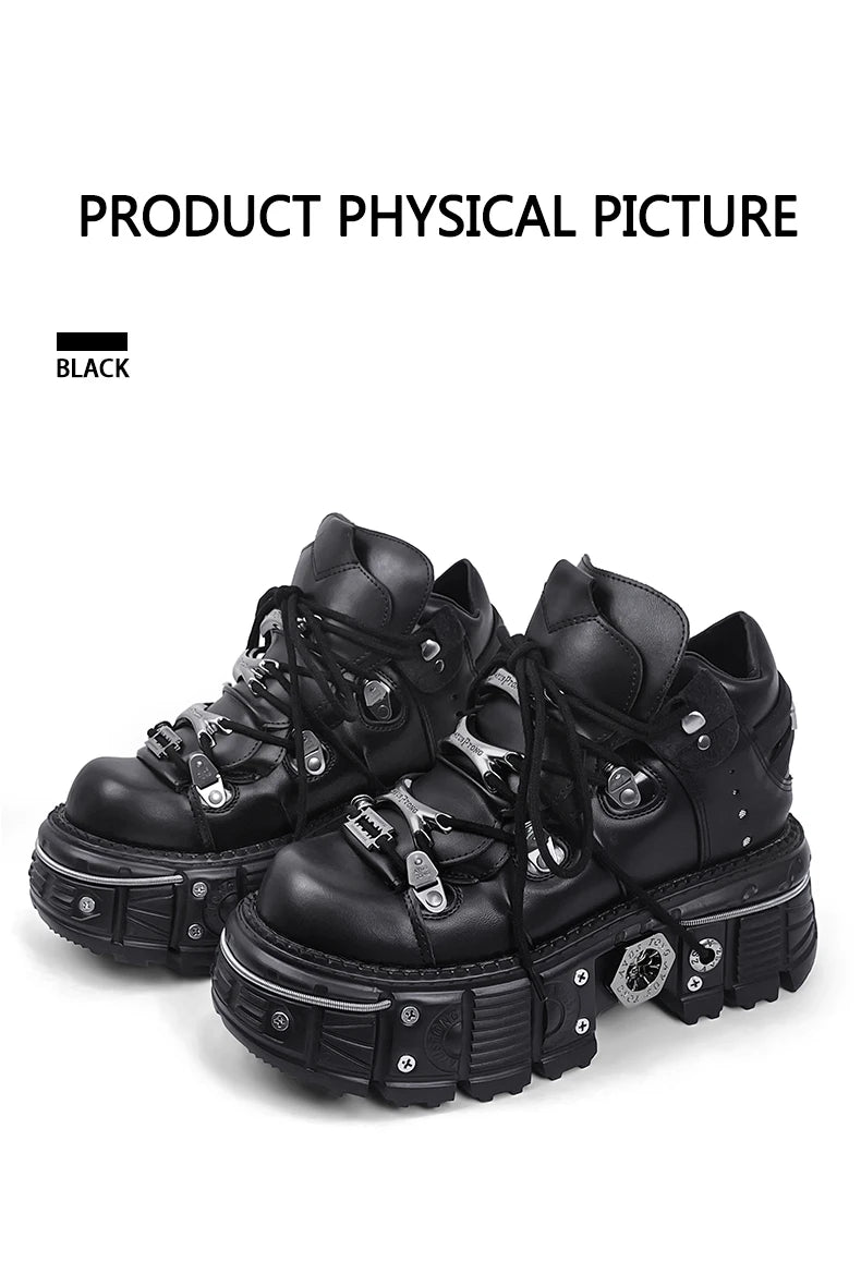 2025 New WoMen's Platform Russian Heavy Metal Punk Increase Height Daddy Shoes Men
