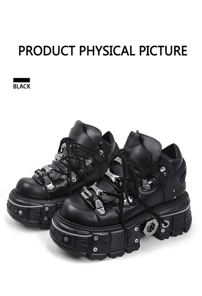 2025 New WoMen's Platform Russian Heavy Metal Punk Increase Height Daddy Shoes Men