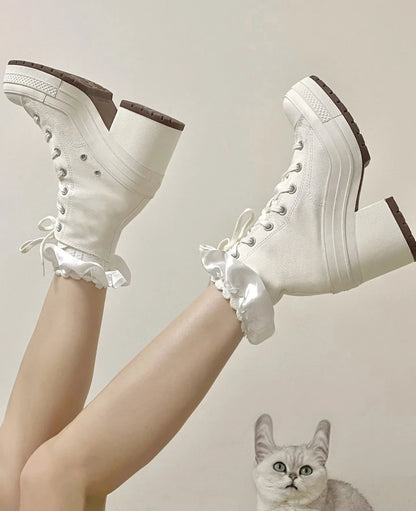 Fashionable High Top Canvas Shoes Classic Retro Casual Shoes Thick Soled Sports Shoes Height Increasing Breathable Women's Shoe