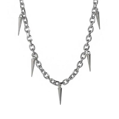 Punk Hip Hop Metal Rivet Pointed Choker Necklace for Women Men Gothic Silver Color Cross Clavicle Chain Necklace Y2K Jewelry