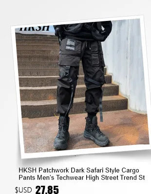 HKSH Autumn Winter Men's Tide Punk Dark Deconstruction Vintage 3D Pockets Techwear High Sense Hooded Cotton Padded Jacket HK3329