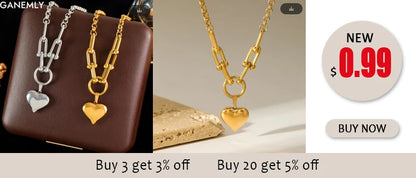 GANEMLY 316L Stainless Steel Casting Metal Cross Pendant Necklace For Men Women Punk Hip Hop Chain Collar Jewelry Waterproof