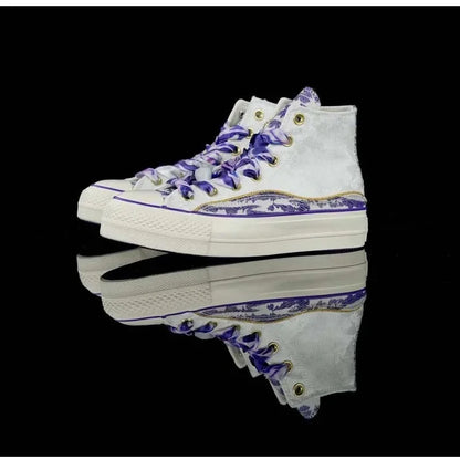 2025 New Thick Bottom High Top Couple Shoes Yellow And Red Men's And Women's Canvas Shoes Rubber Sole Spring Autumn Season