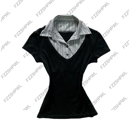 New Striped Long Sleeve Shirt Jacket Women's Summer Design Sensibility Niche slims Smooths Your Silhouette Slimm