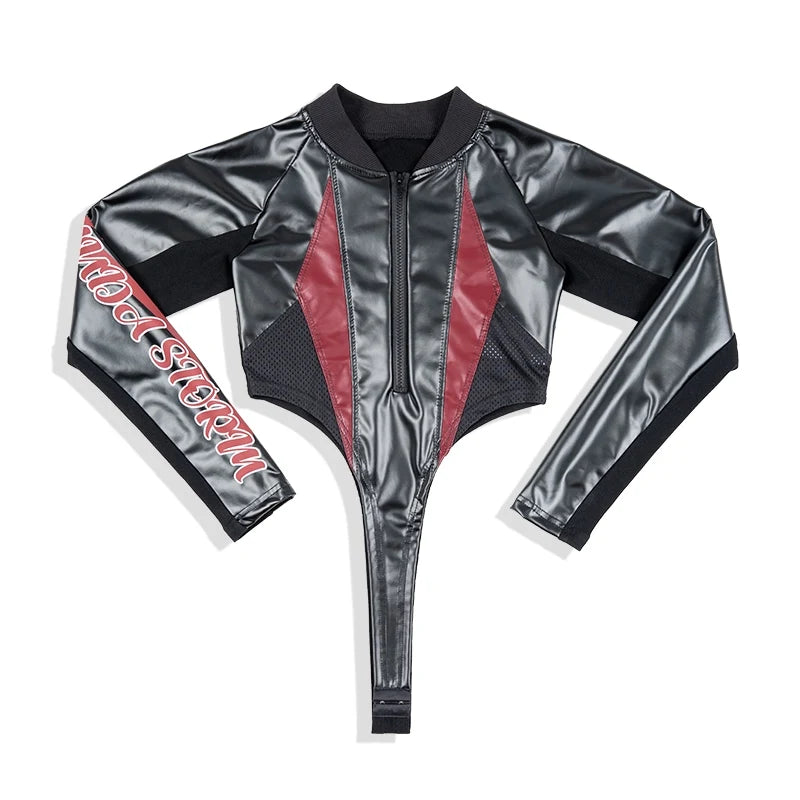 2025 Fashion Girls Jazz Dance Clothes Leather Tops Trousers Red Performance Suit Hip Hop Dance Costume Kids Stage Wear  BL18021