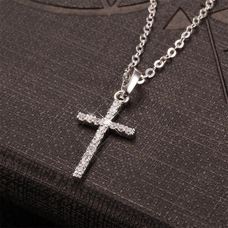 GANEMLY 316L Stainless Steel Casting Metal Cross Pendant Necklace For Men Women Punk Hip Hop Chain Collar Jewelry Waterproof