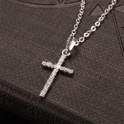 GANEMLY 316L Stainless Steel Casting Metal Cross Pendant Necklace For Men Women Punk Hip Hop Chain Collar Jewelry Waterproof