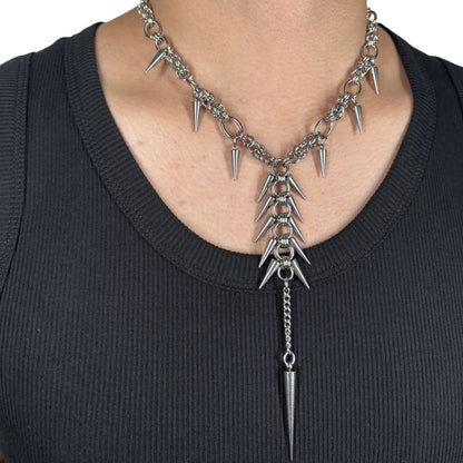 Punk Grunge Rock Rivet Long Pendant Chain Cool Fashion Handmade Geometric Necklace Goth Charm Jewelry Hip Hop Accessories