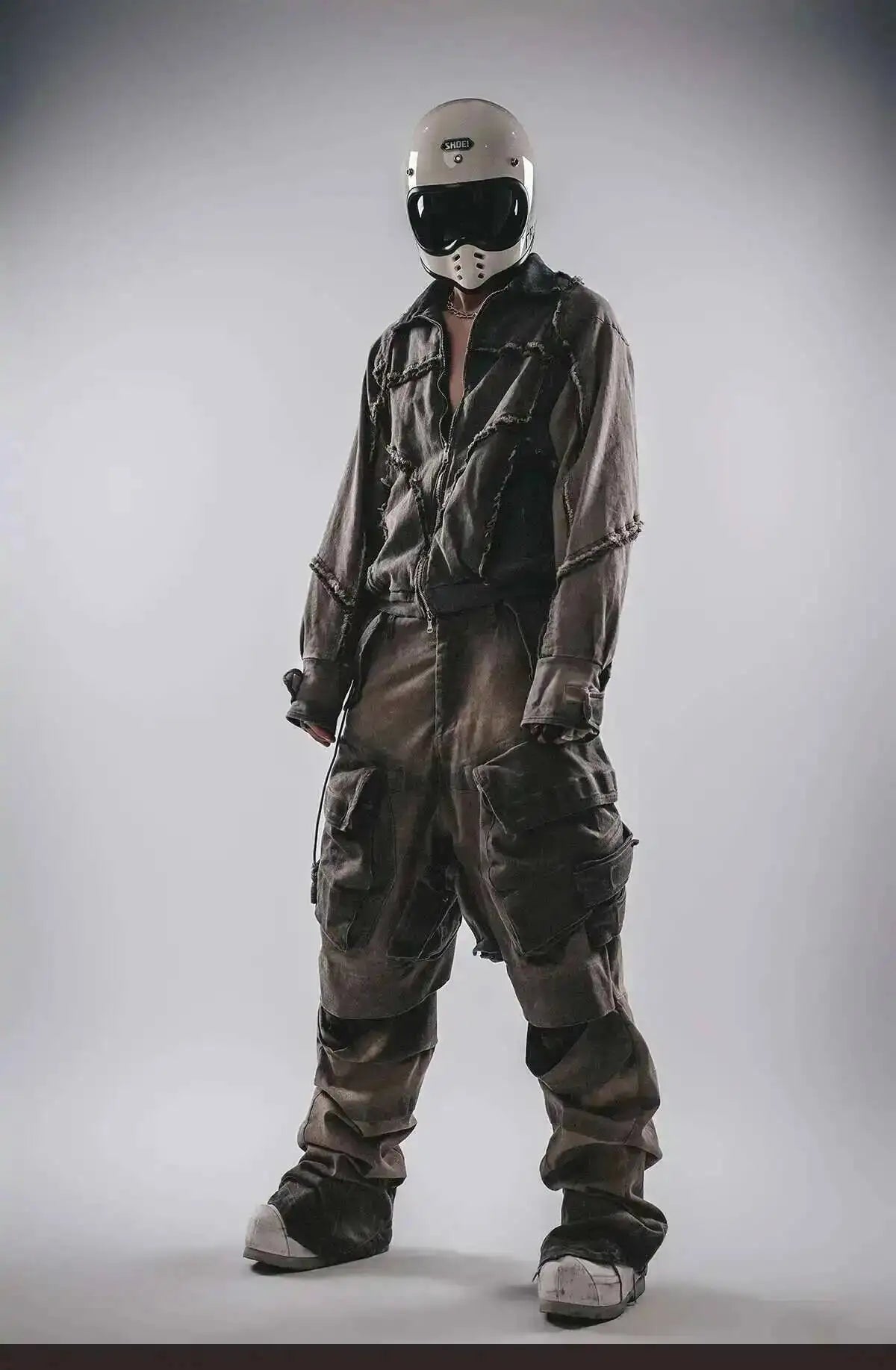 HKSH Spring Autumn New Men's Tide Punk Splice Jackets Split Burr Washed Retro Waste Land Chic Coat Dark Cotton Streetwear HK2418