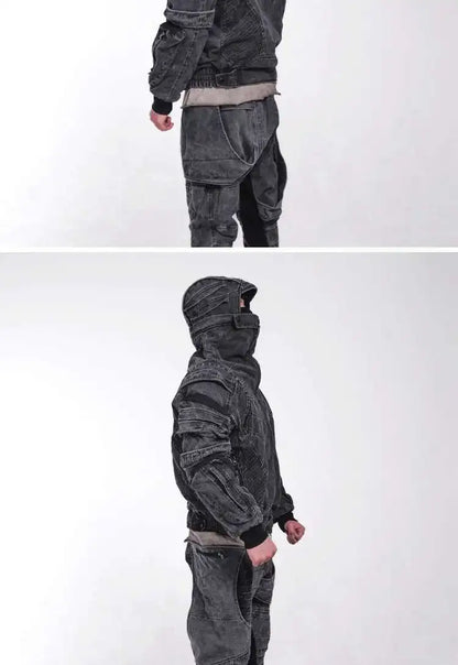 HKSH Autumn Winter Men's Tide Punk Dark Deconstruction Vintage 3D Pockets Techwear High Sense Hooded Cotton Padded Jacket HK3329