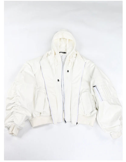 Mauroicardi Autumn Winter Oversized Cool Black Thickened Warm Pu Leather Bomber Jacket Men Hood Luxury Designer Fake 2 Clothes