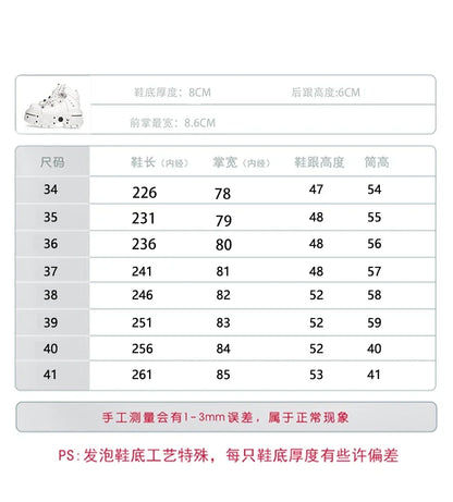 Fashion Women Motorcycle Boots Punk Thick Heel Height 8CM Flat Platform Goth Ankle Rock Boots Metal Decor Casual Sneakers