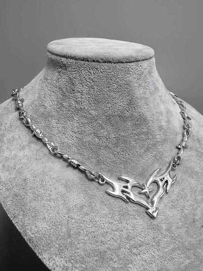 Punk Pendant Necklace Bramble Flame Peach Heart Hollow Necklaces Hip Hop Flame Collares Con Colgante Man's Necklace K101365