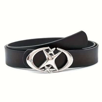 Stylish Oval Cross Metal Buckle Belt - Durable, Simple, and Universally Compatible - Unisex Gift Idea for Men and Women