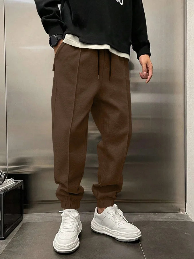 Men's Hip Hop Loose Fit Jogger Pants 2025 Thick Warm Fleece Sweatpants with Drawstring Elastic Cuffs for Casual Streetwear