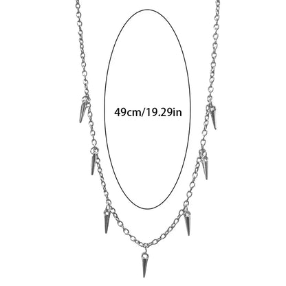 Men Punk Style Rivet Tassel Necklace Hip Hop Women Fashion Geometric Titanium Steel Chain Necklace
