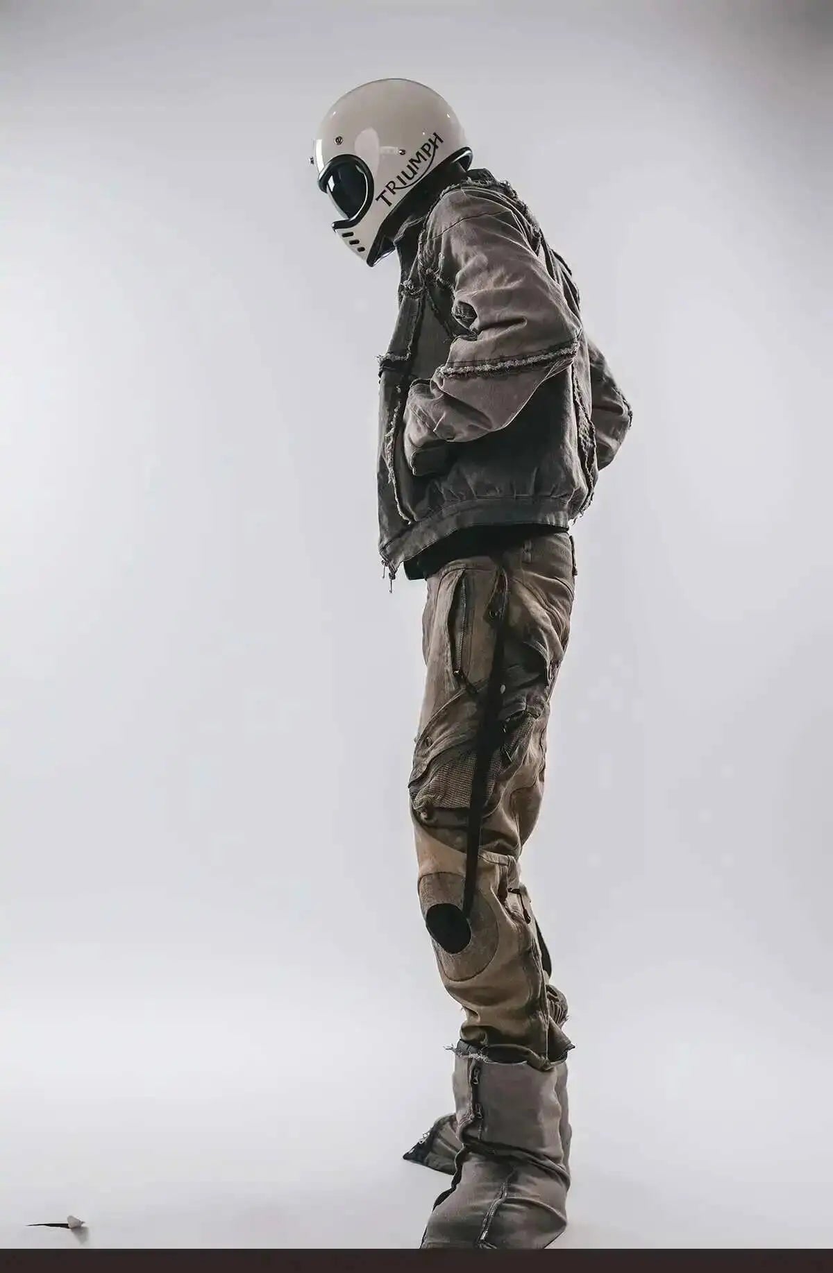 HKSH Spring Autumn New Men's Tide Punk Splice Jackets Split Burr Washed Retro Waste Land Chic Coat Dark Cotton Streetwear HK2418