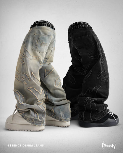 Harajuku Embroidered Retro High Waisted Wide Leg Pants Design Loose Jeans Hip Hop Punk Streetwear Jeans Y2K Men and Women Pants