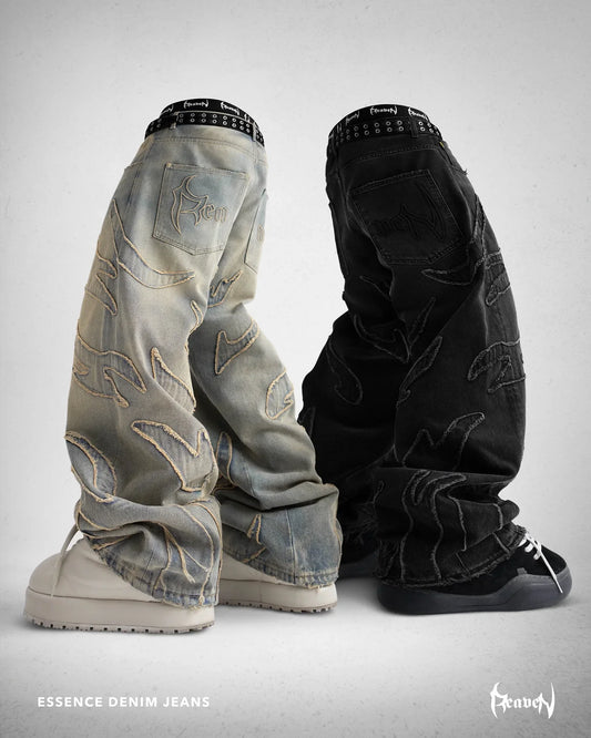 Harajuku Embroidered Retro High Waisted Wide Leg Pants Design Loose Jeans Hip Hop Punk Streetwear Jeans Y2K Men and Women Pants