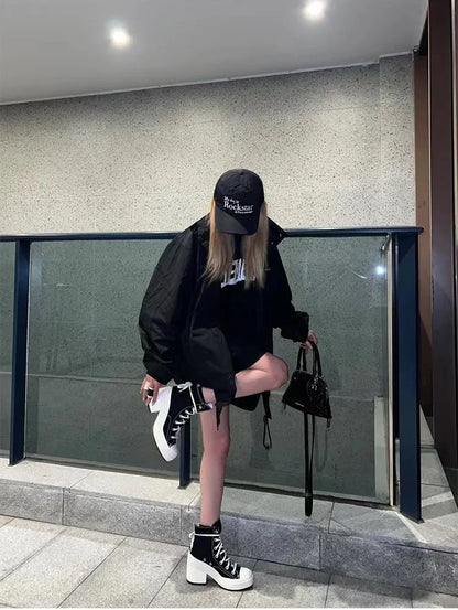 Fashionable High Top Canvas Shoes Classic Retro Casual Shoes Thick Soled Sports Shoes Height Increasing Breathable Women's Shoe