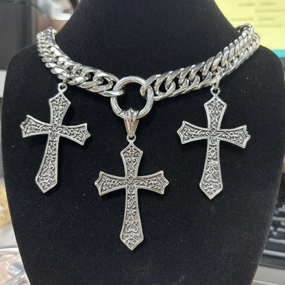 KALEN Personalized Cross Pendant Necklace Men's Women's Choker 13mm Chunky Shiny Stainless Steel Jewelry Street Accessories