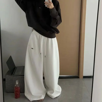 American Retro Hip-Hop Oversized Woman Black Casual Sweatpants Korean Streetwear Loose Jogging Pants High Waist Wide-Leg Pants