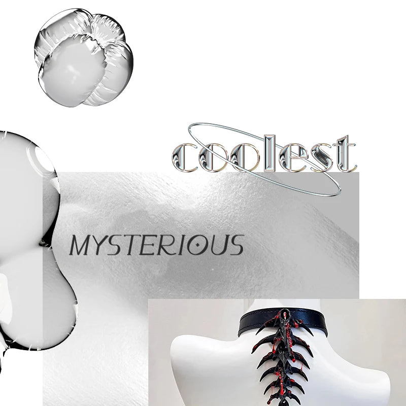 ZHUHE A Silver Blood Drop Necklace With A Spine On The Back, A Subculture Choker, Dark And Niche Gothic Cosplay