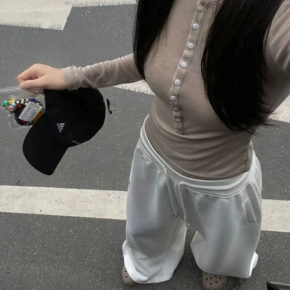 American Retro Hip-Hop Oversized Woman Black Casual Sweatpants Korean Streetwear Loose Jogging Pants High Waist Wide-Leg Pants