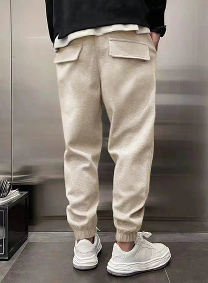 Men's Hip Hop Loose Fit Jogger Pants 2025 Thick Warm Fleece Sweatpants with Drawstring Elastic Cuffs for Casual Streetwear
