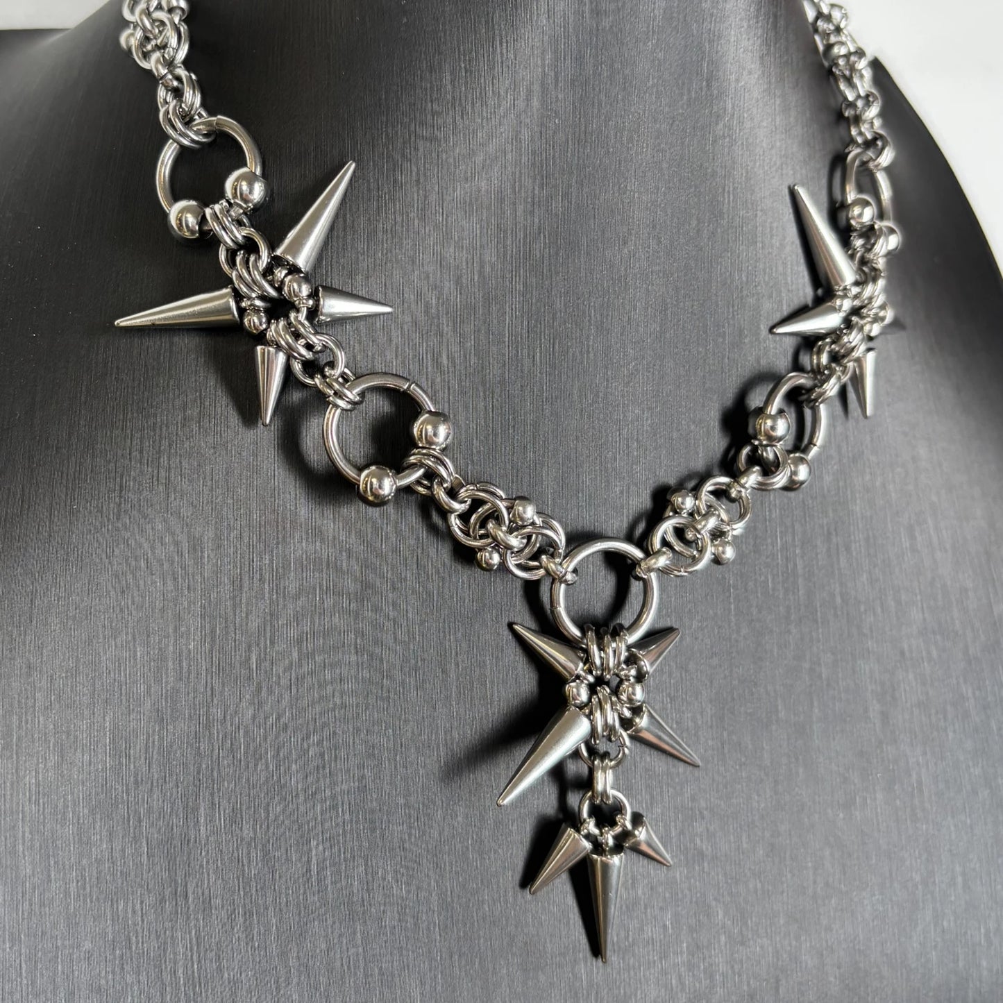 Punk Grunge Rock Rivet Pendant Chain Cool Fashion Handmade Geometric Necklace Goth Charm Jewelry Hip Hop Accessories