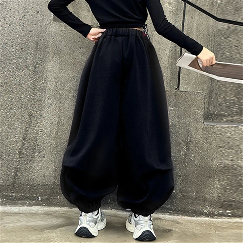 2025 Hot Sale Loose Hip-hop Pants For Girl Kids Fashion High Street Child Black Burgundy Chocolate Trousers Streewear Trackpants