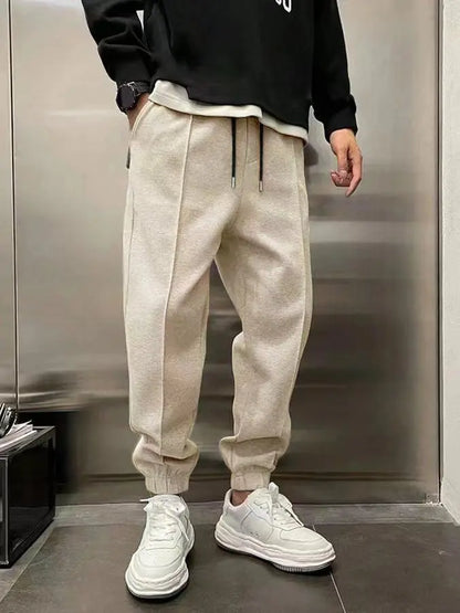 Men's Hip Hop Loose Fit Jogger Pants 2025 Thick Warm Fleece Sweatpants with Drawstring Elastic Cuffs for Casual Streetwear