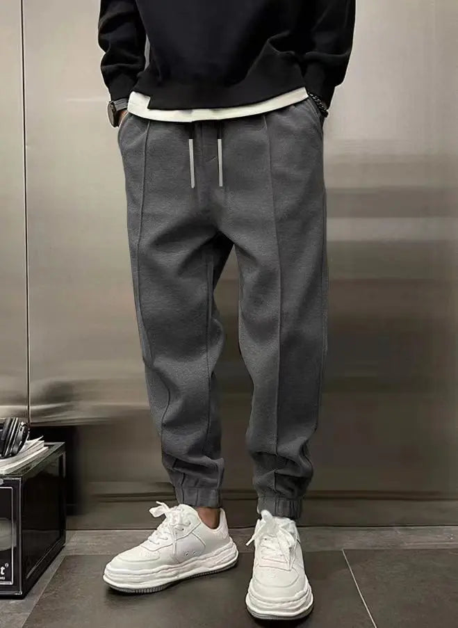 Men's Hip Hop Loose Fit Jogger Pants 2025 Thick Warm Fleece Sweatpants with Drawstring Elastic Cuffs for Casual Streetwear