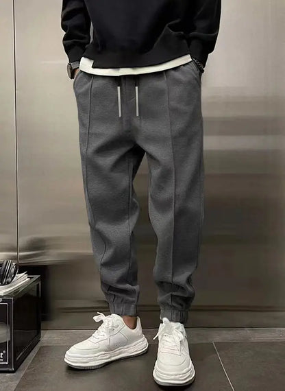 Men's Hip Hop Loose Fit Jogger Pants 2025 Thick Warm Fleece Sweatpants with Drawstring Elastic Cuffs for Casual Streetwear