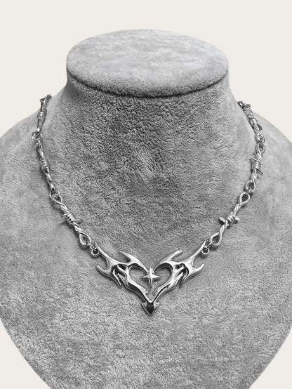 Punk Pendant Necklace Bramble Flame Peach Heart Hollow Necklaces Hip Hop Flame Collares Con Colgante Man's Necklace K101365