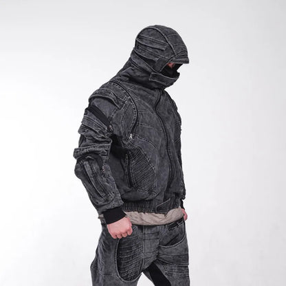 HKSH Autumn Winter Men's Tide Punk Dark Deconstruction Vintage 3D Pockets Techwear High Sense Hooded Cotton Padded Jacket HK3329