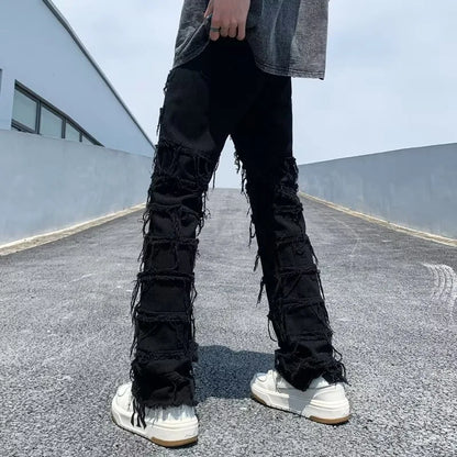 2023 men jeans Pants Hole Ripped Hip Hop Straight Vintage Denim Trousers hip-hop Retro Washed Straight Men pants y2k jeans