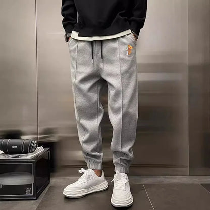Men's Hip Hop Loose Fit Jogger Pants 2025 Thick Warm Fleece Sweatpants with Drawstring Elastic Cuffs for Casual Streetwear